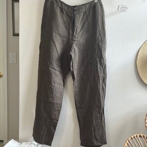 Olive Brown Linen Cropped Pants Chico’s Size 1 or M 8P